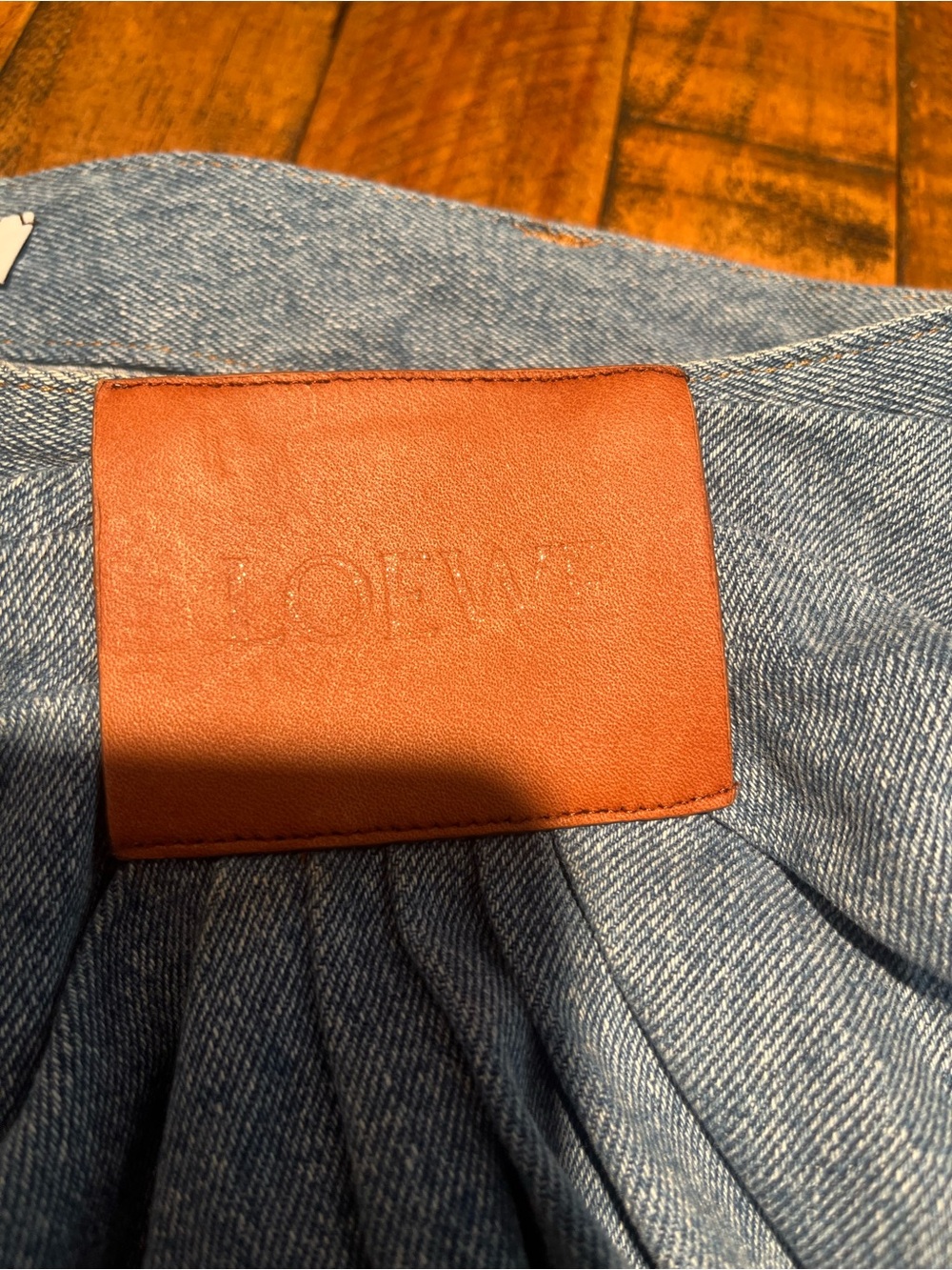 Loewe Blue Denim skirt with Brown Leather Logo Patch - Picture 6 of 11